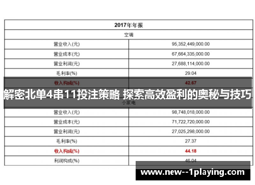 解密北单4串11投注策略 探索高效盈利的奥秘与技巧