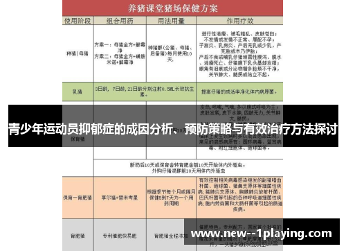 青少年运动员抑郁症的成因分析、预防策略与有效治疗方法探讨